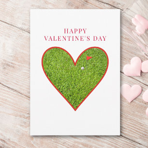 Valentine’s Day for Golfer - Cool Green Heart Love Holiday Card