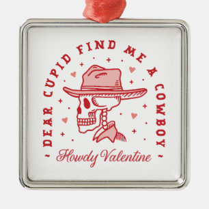 Valentine’s day funny cowboy country aesthetic red metal tree decoration