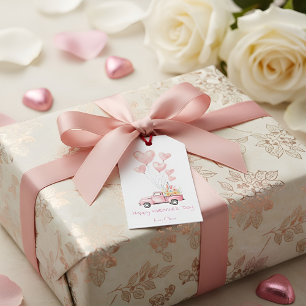Valentine’s Day Gift Tag with Pink Truck and Heart