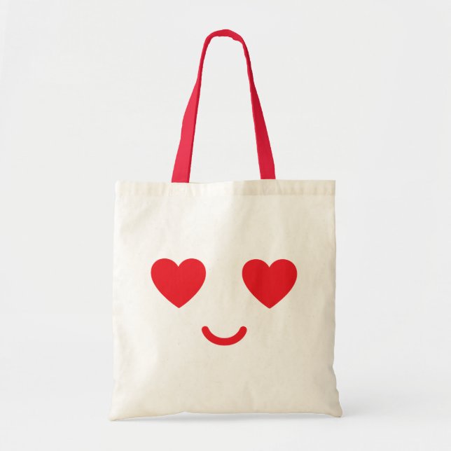 Valentine’s Day Heart Eyes Smile Cute Love Face  Tote Bag (Front)