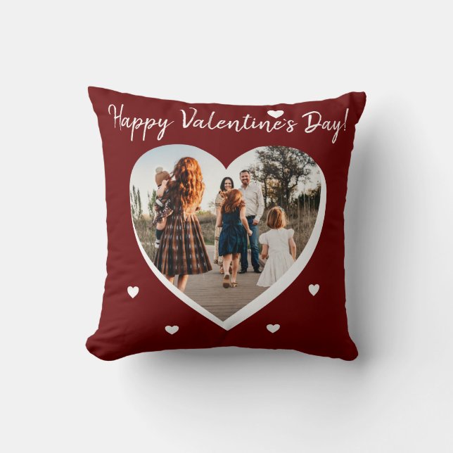 Valentine`s day Heart Family Photo Script Cushion (Front)