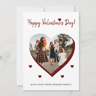 Valentine`s day Heart Family Photo Script Holiday Card