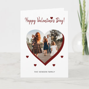 Valentine`s day Heart Family Photo Script Holiday Card