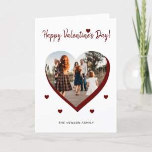 Valentine`s day Heart Family Photo Script Holiday Card