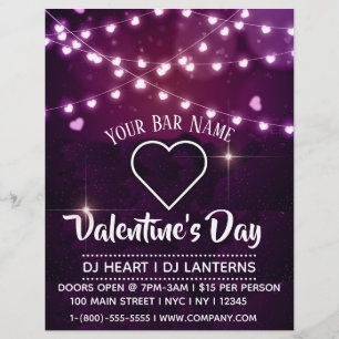 Valentine’s Day Heart Lanterns Bar Event Flyer