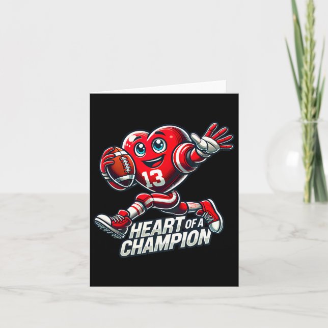 Valentine’s Day Heart Of A Champion Football Desig Card (Front)
