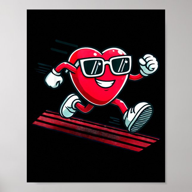 Valentine’s Day Love Heart Runner Track Running  Poster (Front)