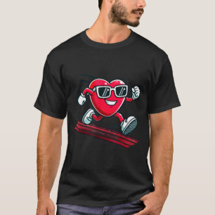 Valentine’s Day Love Heart Runner Track Running  T-Shirt