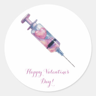 Valentine’s Day Love Injection Design Classic Round Sticker