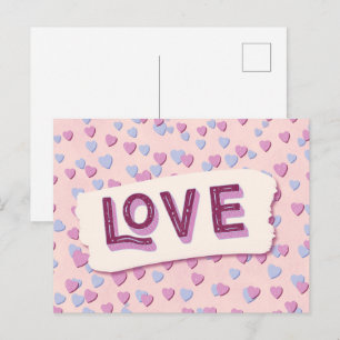 Valentine’s Day Love Pink and Blue Hearts Postcard