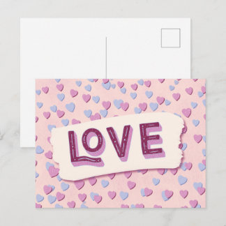 Valentine’s Day Love Pink and Blue Hearts Postcard
