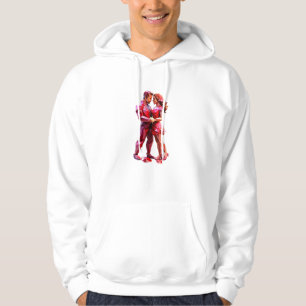 Valentine’s Day Low Poly Couple Design Romantic Hoodie