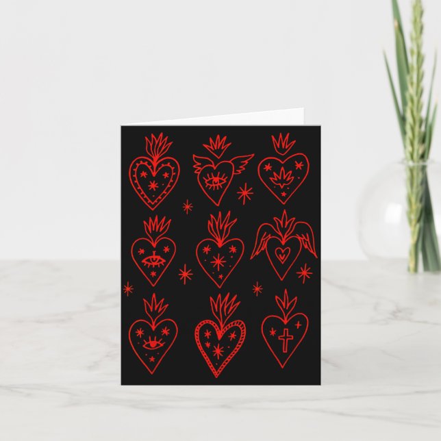 Valentine’s Day Mexican Milagro Gothic Goth Sacred Card (Front)