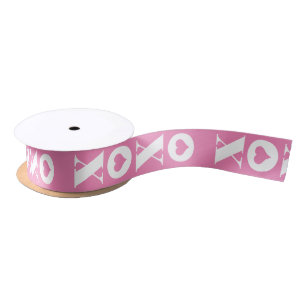 Valentine’s Day Modern XOXO Pink and White Satin Ribbon