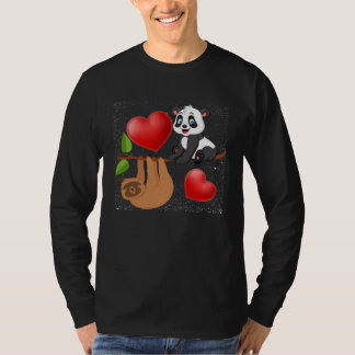 Valentine s Day  Panda And Sloth Men Women Kids T-Shirt