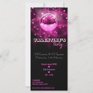 Valentine’s Day Party Flyer Black Pink Disco Ball