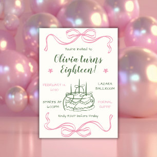 Valentine’s Day Pink Bow 18th Birthday Party Invitation