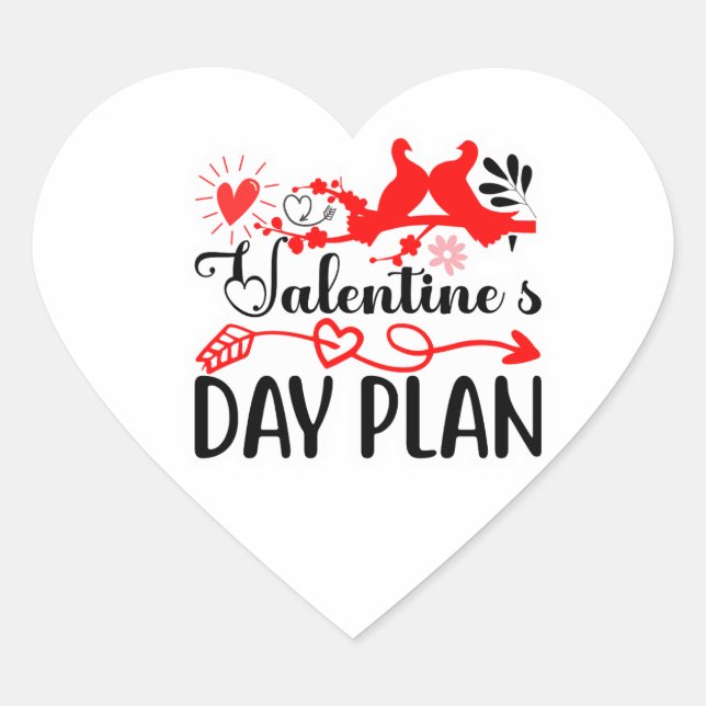 Valentine’s Day Plan – Romantic Love Birds & Heart Sticker (Front)