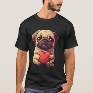 Valentine s Day Pug Heart Funny Pug Lover Dog Dad T-Shirt
