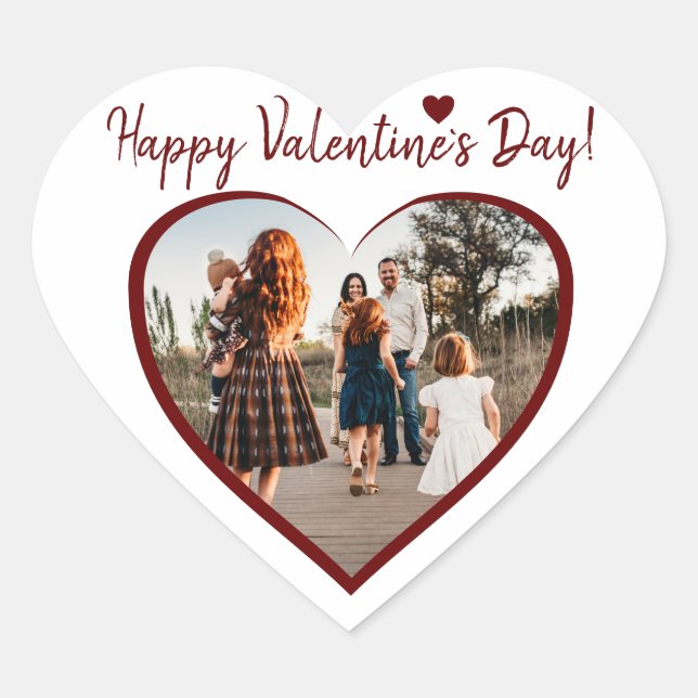 Valentine`s day Red Heart Family Photo Script Heart Sticker (Front)