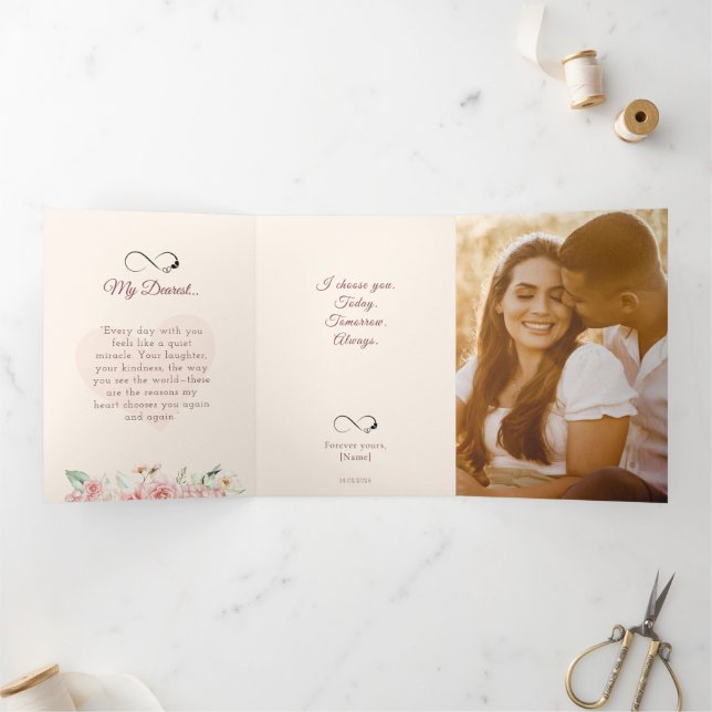 Valentine’s Day Romantic Trifold Photo Love Card  (Inside)