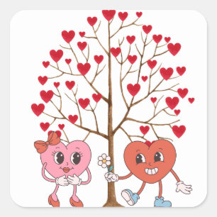Valentine’s Day Stickers, Heart Stickers, Love Square Sticker