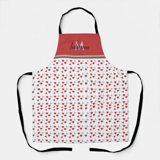Valentine’s Day Theme Heart Confetti Pattern Apron (Front)