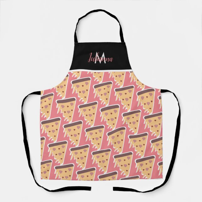 Valentine’s Day Theme Heart Pizza  Pattern Apron (Front)