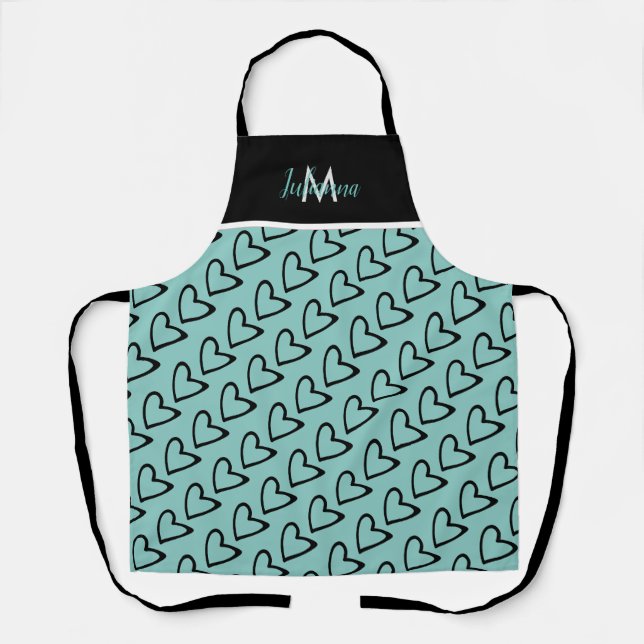 Valentine’s Day Theme Heart Slanted Pattern Apron (Front)