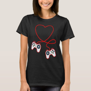 Valentine S Day Video Gamer With Controllers Heart T-Shirt