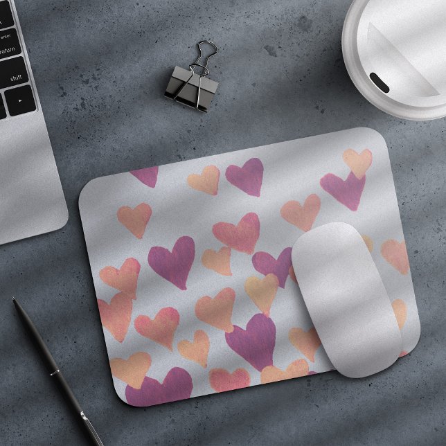 Valentine’s Day Watercolor Hearts – pastel pink Mouse Pad (Creator Uploaded)