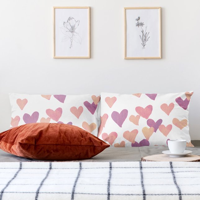 Valentine’s Day Watercolor Hearts – pastel pink Pillowcase (Creator Uploaded)