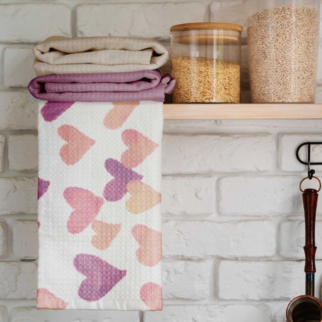 Valentine’s Day Watercolor Hearts – pastel pink Tea Towel (Creator Uploaded)