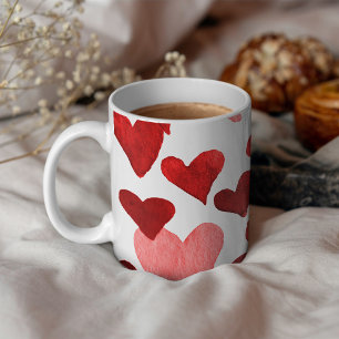 Valentine’s Day Watercolor Hearts – red Coffee Mug