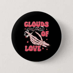 Valentine’s Day Weed Stoner Smoking Clouds Of Love 6 Cm Round Badge