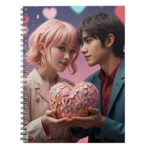 Valentine´s kawaii love champagne, hearts notebook
