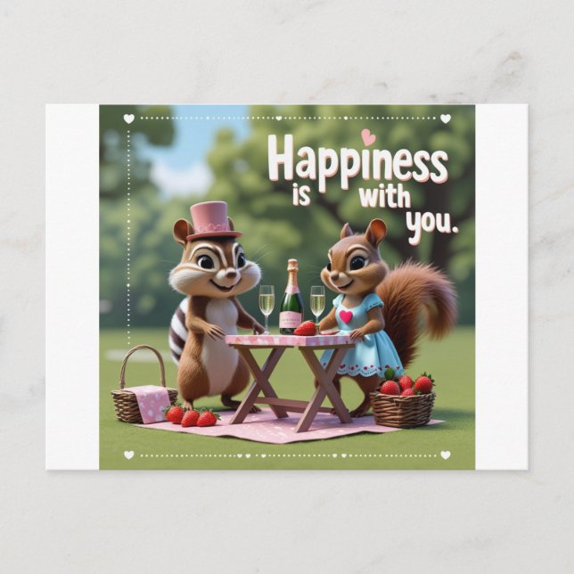 Valentine´s Love squirrel Holiday Postcard (Front)