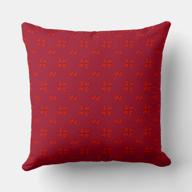Valentine’s Red Hearts On Red 2 Throw Pillow (Back)