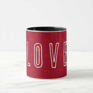 Valentine’s Red Hearts On Red Love 2  Mug