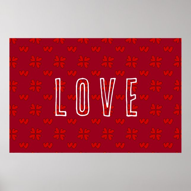 Valentine’s Red Hearts On Red Love  Poster (Front)