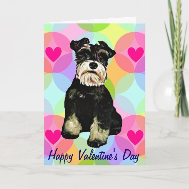 Valentine Schnauzer Dog Holiday Card (Front)