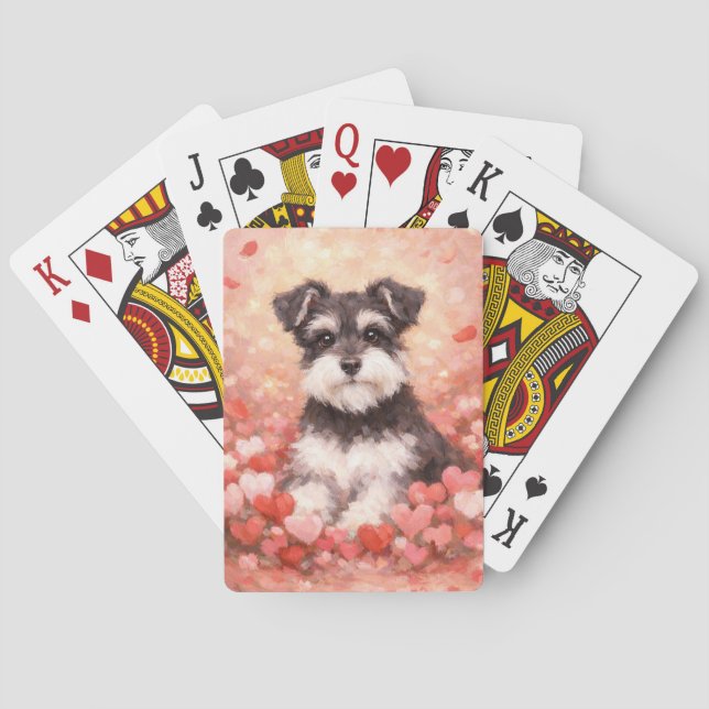 Valentine Schnauzer with Hearts Playing Cards (Back)