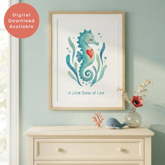 Valentine Seahorse Ocean Love Wall Art