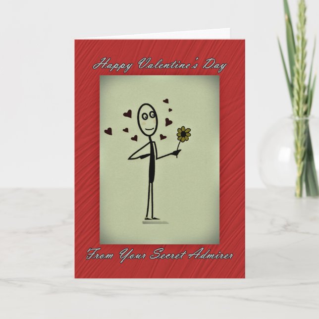Valentine Secret Admirer Stick Person Holiday Card (Front)