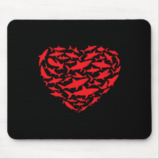 Valentine Sharks Heart Sea Animal Lover Ocean Wild Mouse Pad