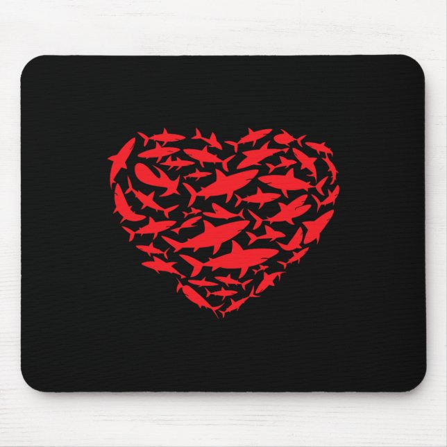 Valentine Sharks Heart Sea Animal Lover Ocean Wild Mouse Pad (Front)