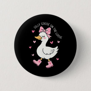 Valentine Silly Goose On The Loose Coquette Bow Gi 6 Cm Round Badge