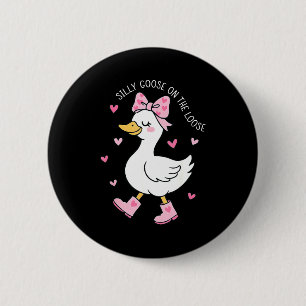 Valentine Silly Goose On The Loose Coquette Bow Gi 6 Cm Round Badge