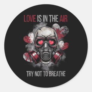 Valentine Skull Gas Mask Love Romance Classic Round Sticker