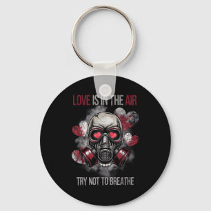 Valentine Skull Gas Mask Love Romance  Key Ring